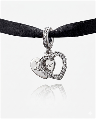 Gümüş Kalp Detaylı Charm