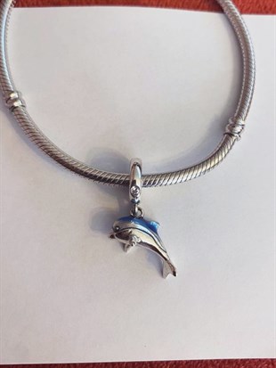 Gümüş Mavi Detay Yunus Sallantılı Charm