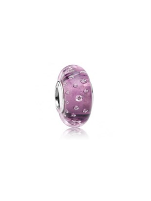 Gümüş Yuvarlak Pembe Taş Charm