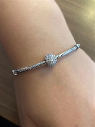 Gümüş Zirkon Taşlı Charm