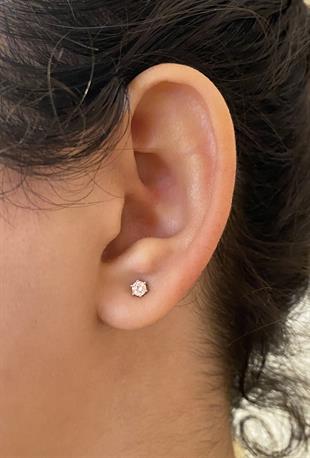 Kadın 3 mm Tek Taş Gümüş Nokta Küpe