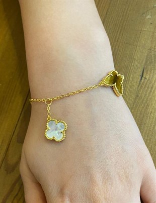 Kadın 4 Motifli Çelik Şans Bilekliği