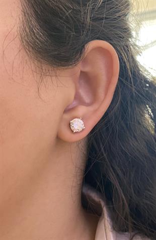 Kadın 7 mm Yuvarlak Taş Model Tektaş Küpe