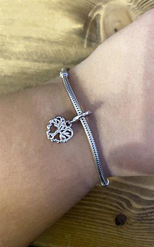 Kadın Aile Sonsuza Kadar Yazılı Gümüş Charm