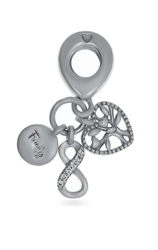 Kadın Aile Temalı Gümüş Charm