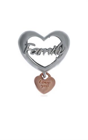 Kadın Aile Temalı Kalp Model Gümüş Charm