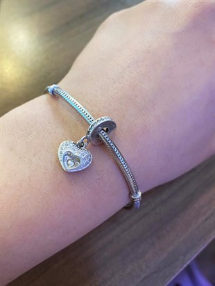 Kadın Anne Sevgisi Gümüş Charm