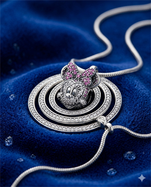 Kadın Antrasit Renk Detay Mickey Model Gümüş Charm