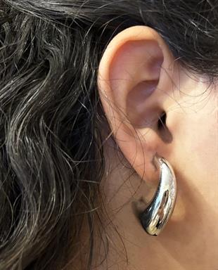 Kadın Asimetrik Gümüş Küpe