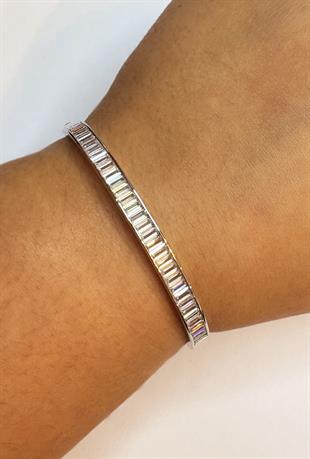 Kadın Baget Taş Detay Çelik Bilezik