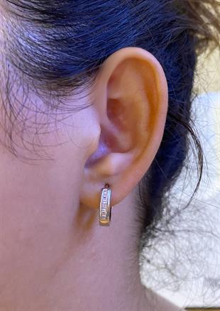 Kadın Baget Taş Detay Halka Model Gümüş Küpe