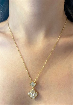 Kadın Beyaz Renk Çiçek Model Çelik Kolye