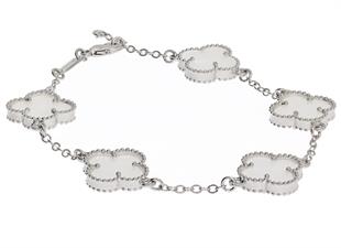 Kadın Beyaz Renk Yonca Model Çelik Bileklik