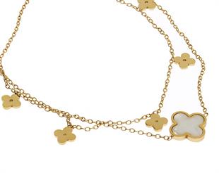 Kadın Beyaz Yonca Detay Çelik Halhal