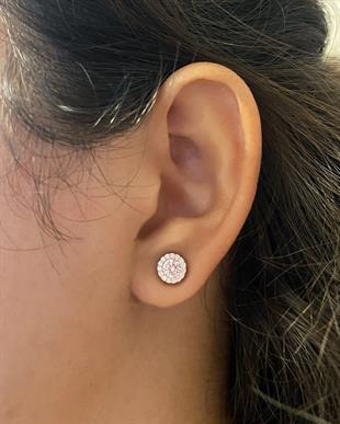 Kadın Çerçeve Taşlı Yuvarlak Gümüş Nokta Küpe