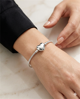Kadın Charm İçin Uygun Kalp Model Çelik Bileklik