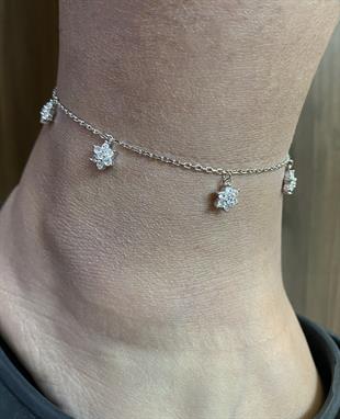 Kadın Çiçek Model Gümüş Halhal