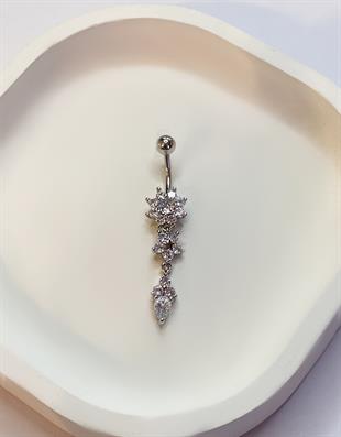 Kadın Çiçek Model Sallantılı Çelik Piercing 