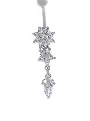 Kadın Çiçek Model Sallantılı Çelik Piercing 