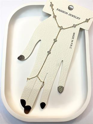 Kadın Çiçek Model Taşlı Gold Renk Şahmeran 