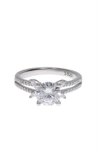 Kadın Çiçek Model Tektaş Gümüş Yüzük