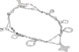 Kadın Çiçek ve Taş Detay Çelik Halhal 