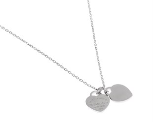 Kadın Çift Kalp Model Gümüş Kolye