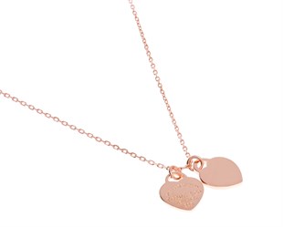 Kadın Çift Kalp Model Gümüş Kolye