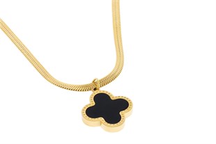 Kadın Çift Renkli Yonca Model Çelik Kolye