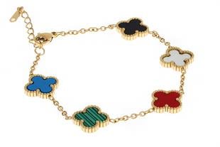 Kadın Çok Renkli Yonca Model Çelik Bileklik 