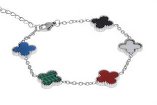 Kadın Çok Renkli Yonca Model Çelik Bileklik 