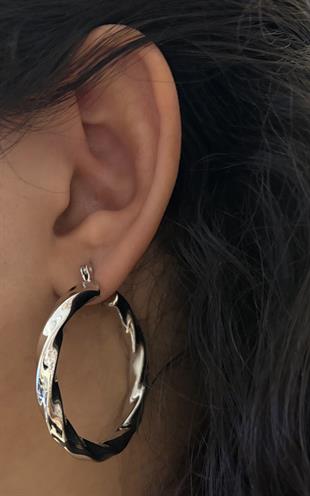 Kadın Dalga Model Halka Gümüş Küpe