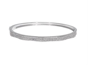 Kadın Dalga Model Taşlı Gümüş Bilezik