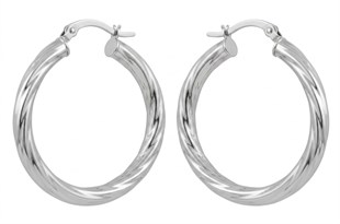 Kadın Dalgalı Halka Model Gümüş Küpe 