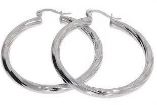 Kadın Dalgalı Halka Model Gümüş Küpe 