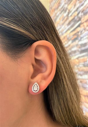 Kadın Damla Model Baget Detay Gümüş Küpe