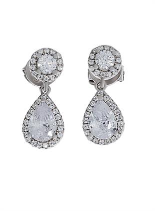 Kadın Damla Model Sallantılı Taşlı Gümüş Küpe 