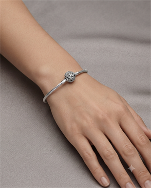 Kadın Damla Model Taşlarla Çevrili Gümüş Charm