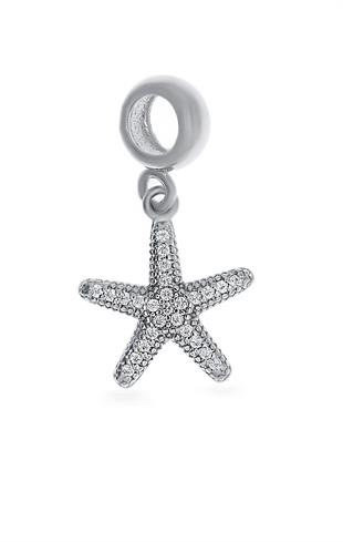 Kadın Deniz Yıldızı Model Taşlı Gümüş Charm