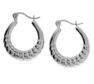 Kadın Desenli Halka Model Silver Renk Gümüş Küpe