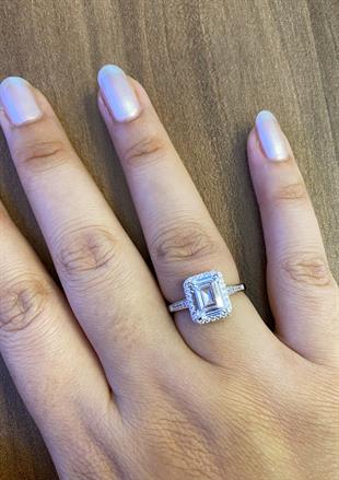 Kadın Dikdörtgen Model Gümüş Yüzük