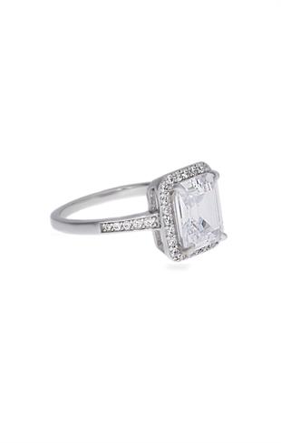 Kadın Dikdörtgen Model Gümüş Yüzük