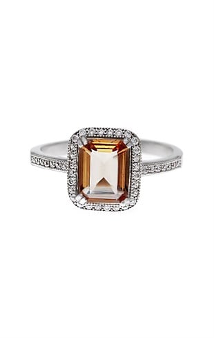 Kadın Dikdörtgen  Model Sultanit Taş Gümüş Yüzük