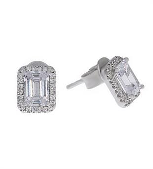 Kadın Dikdörtgen Taş Model Taşlı Gümüş Küpe