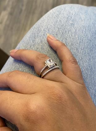 Kadın Dikdörtgen Taşlı İkili Gümüş Yüzük