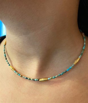 Kadın Doğaltaş Detay Gümüş Kolye