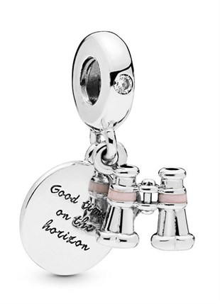 Kadın Dürbün Model Good Time On The Horizon Yazılı Gümüş Charm