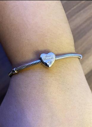 Kadın En İyi Arkadaş Yazılı Kalp Model Gümüş Charm