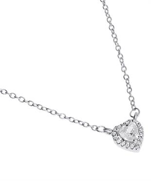 Kadın Etrafı Taş Çevrili Kalp Model Gümüş Kolye