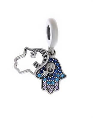 Kadın Fatma Eli Renkli Taş Model Gümüş Charm 